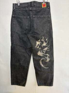 Empyre Jeans Womens 28x27" Black Baggy Wide Leg Skater Streetwear Y2K Denim